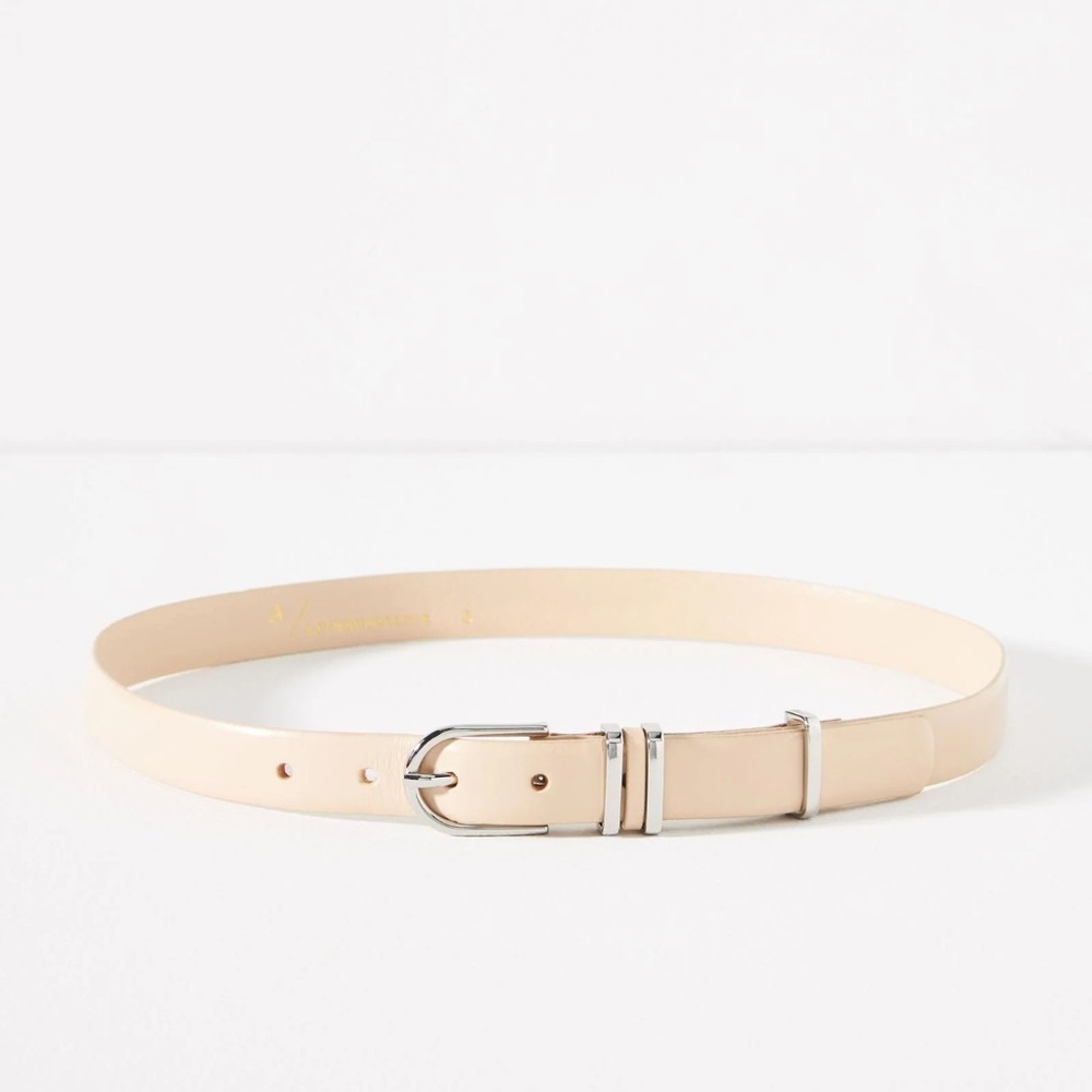 NWT By Anthropologie Basic Keeper Belt Cream Size M - Picture 1 of 1